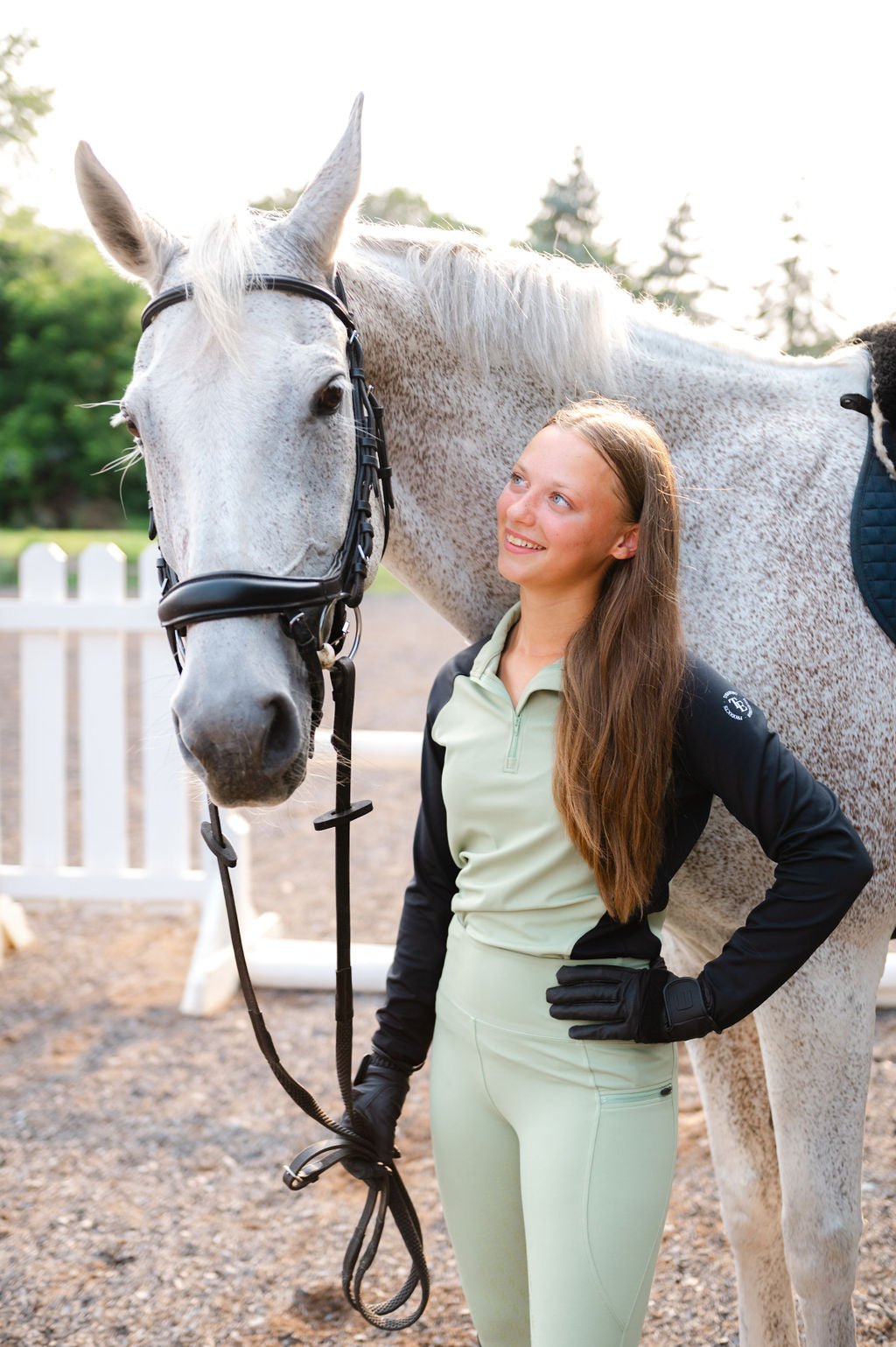 Sage Two - Tone Essential Base Layer - Thiandro Equestrian Products